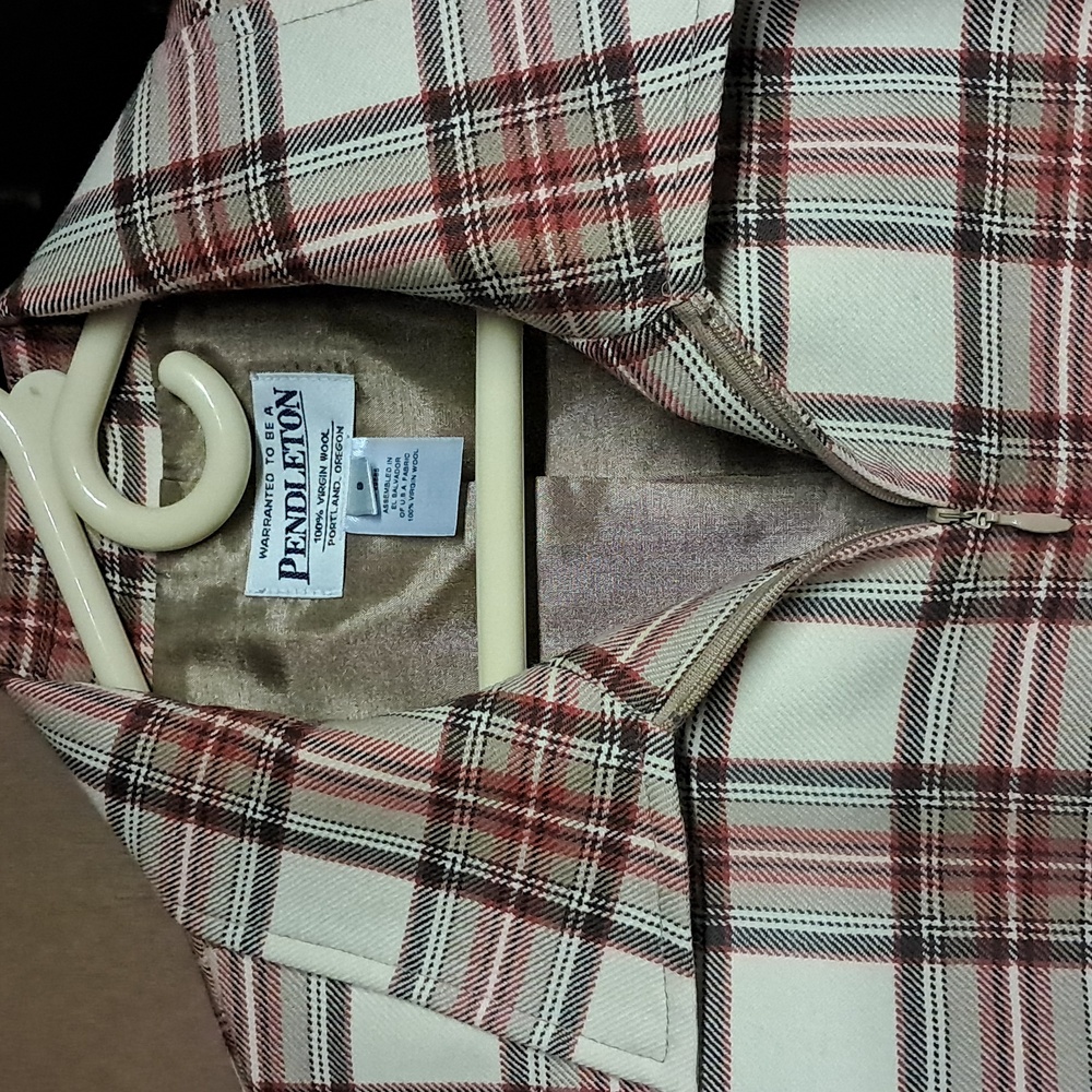 Pendleton Light Jacket 100% Wool Red / Brown / Iv… - image 2